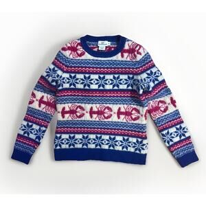 Vineyard Vines Fair Isle Lobster Lambswool Sweater Size M Preppy Holiday Rare
